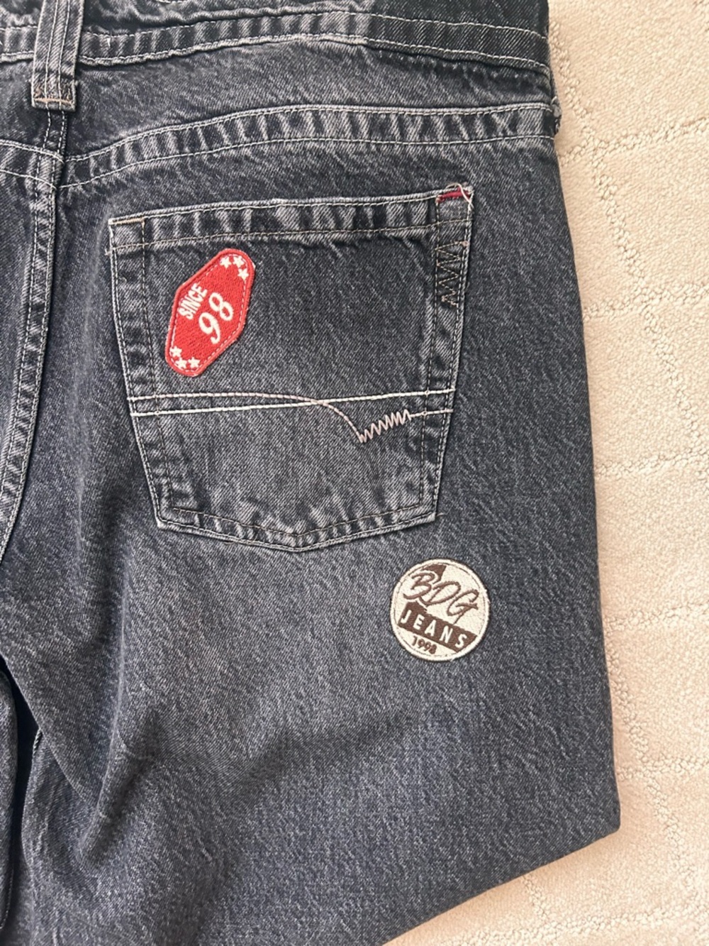 BDG Black Washed Patchwork Tiger Jeans - Picture 7 of 7